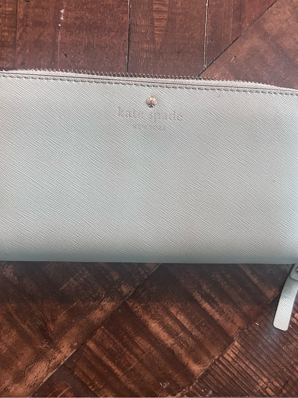 kate spade pastel mint zip-around wallet